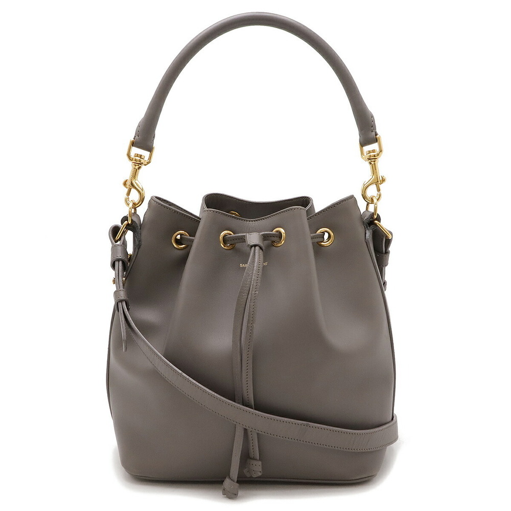 SAINT LAURENT PARIS YSL Emmanuel Shoulder Bag drawstring gray